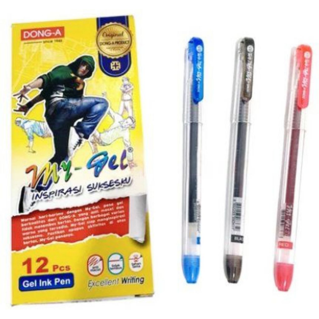 Pulpen MY GEL Pen cair My Gel 0.5mm Dong A Hitam Biru Merah
