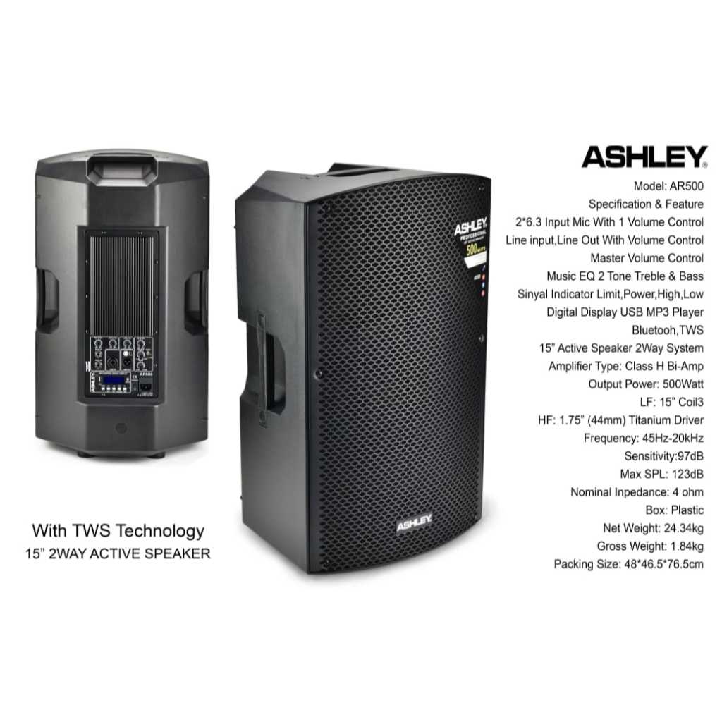 AR500 SPEAKER AKTIF 15 INCH ASHLEY ORIGINAL / SPEAKER AKTIF 15 INCH / AR500 ASHLEY / AR 500 ASHLEY