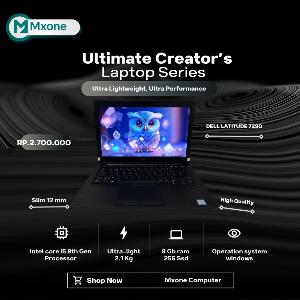 laptop kerja Dell latitude 7290 spek tinggi mulus bergaransi
