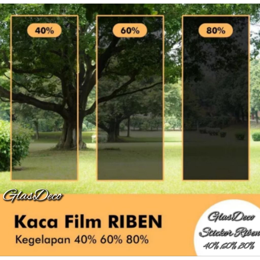 Sticker Kaca Jendela Rumah Mobil Kantor Stiker Kaca Film Riben Hitam Kegelapan 40% 60% 80%