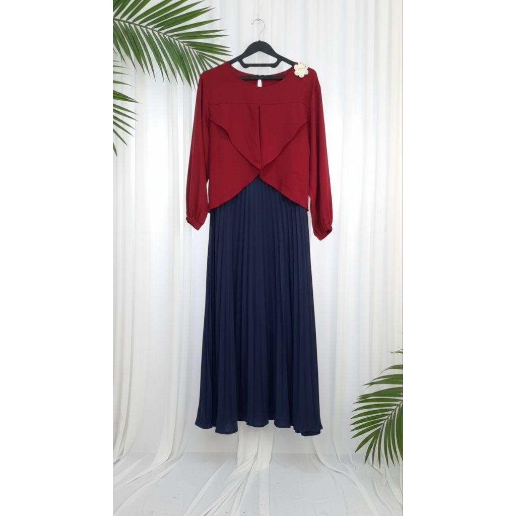 Gamis Polos Kombinasi Warna | Long Dress Muslimah| Bahan Adem Jatuh | Gamis Muslimah