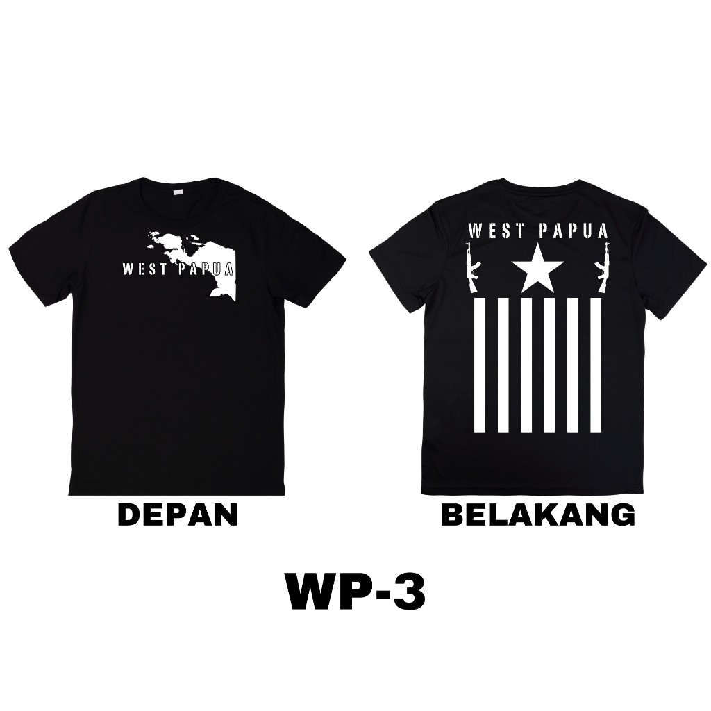 BAJU KAOS T-SHIRT " WEST PAPUA - IDENTITAS PULAU BINTANG FAJAR " / WP-3 / BLACK / EAST VIBES APPAREL
