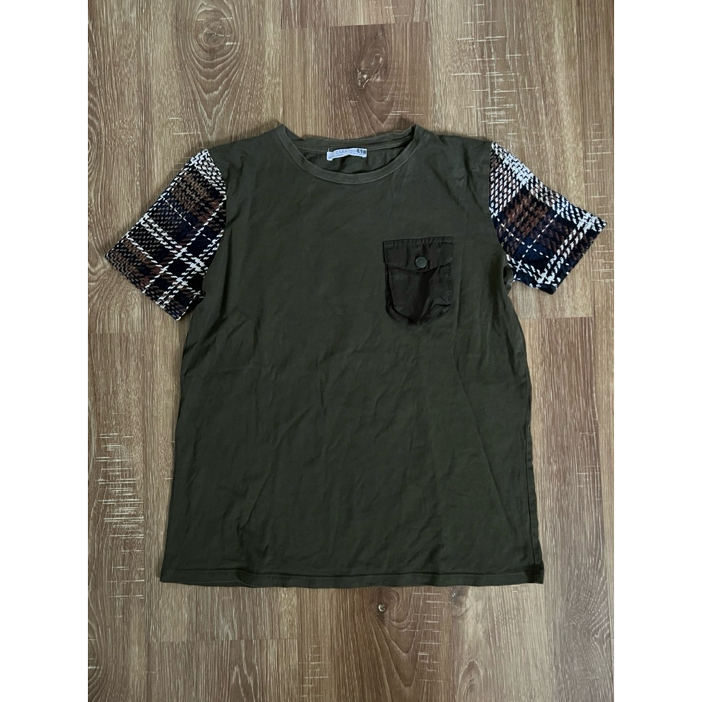 [preloved] army blouse zara original - atasan hijau