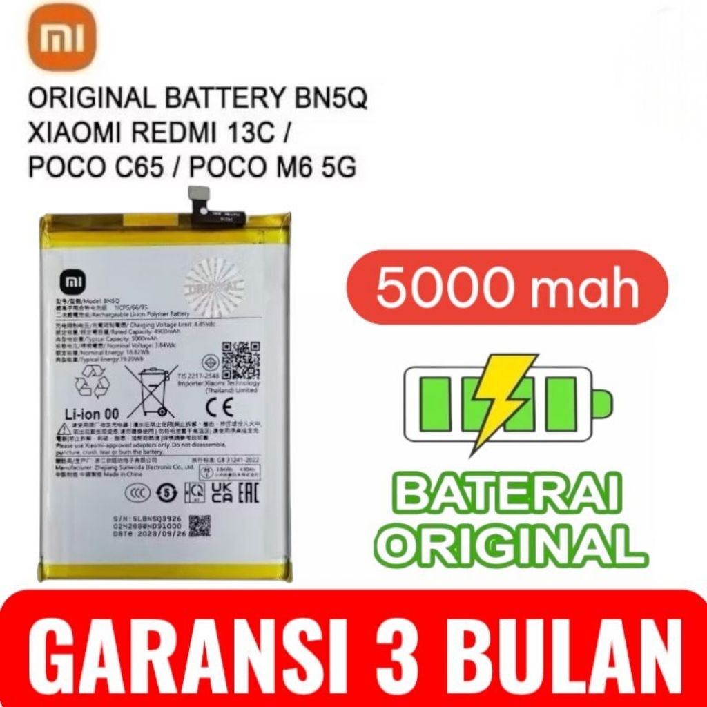 BATRE BATERAI XIAOM1 REDM1 13C/P0C0 C65/P0C0 M6 5G/BN5Q