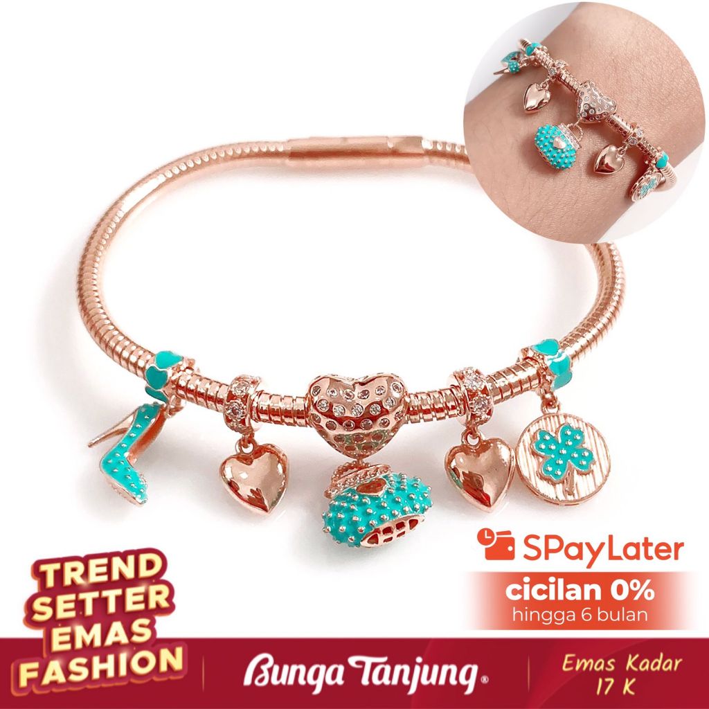 GELANG FASHION RUMBAI TAS SEPATU B TB - EMAS 17K - BUNGA TANJUNG GOLD