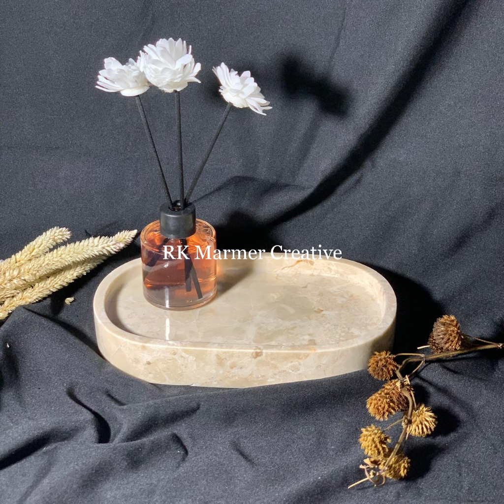 TATAKAN OVAL MARMER PREMIUM | TRAY OVAL MARBLE