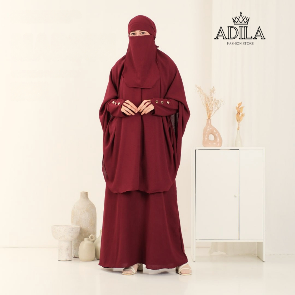 Amira Abaya Gamis Syar'i Set Khimar Free Cadar Bandana Gamis Lebaran Umroh Pengajian