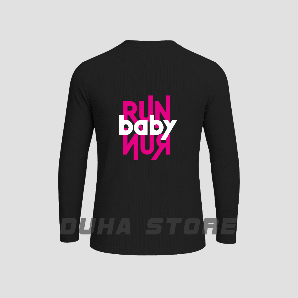 Jersey Longsleeve Run Baby Run Duha Sportwear Unisex Sport Olahraga Lari Pria Wanita