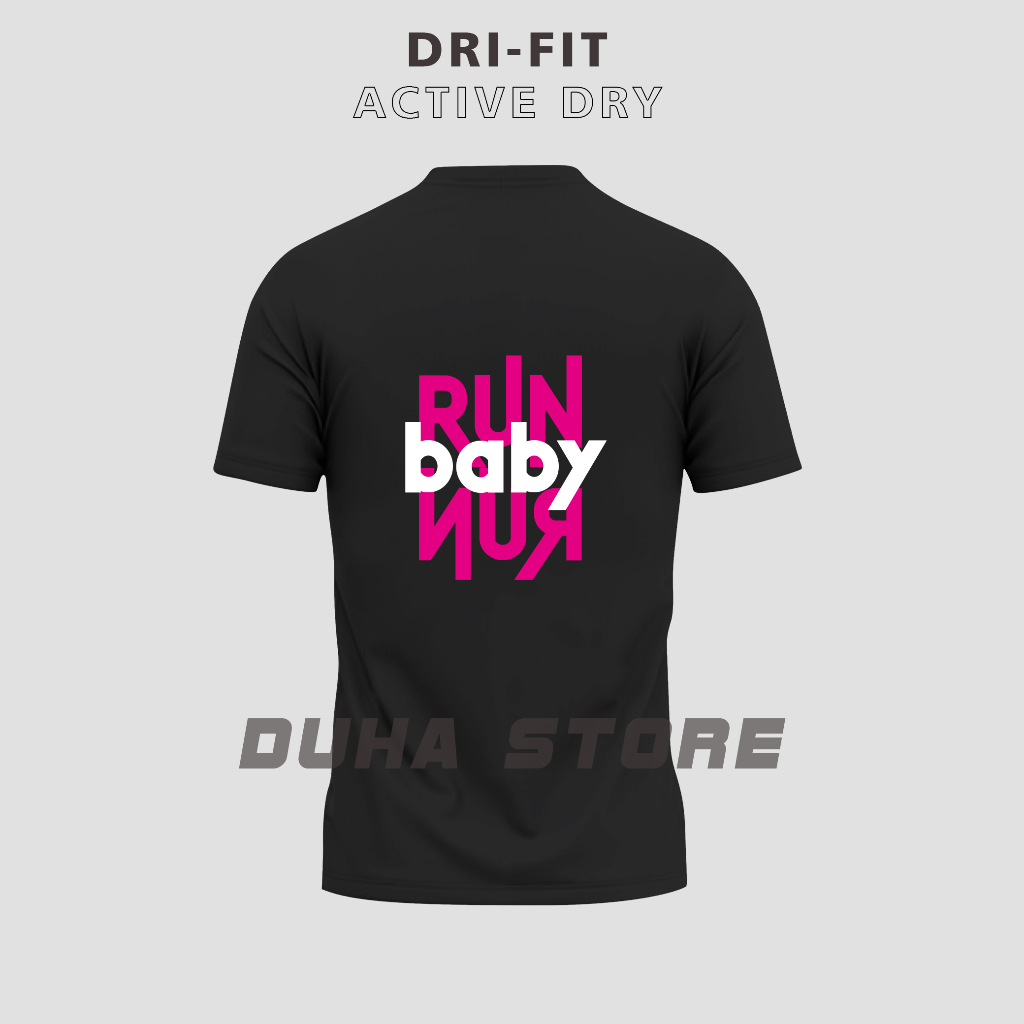 Jersey Run Baby Run Duha Sportwear Lengan Pendek Unisex Sport Olahraga Lari Pria Wanita