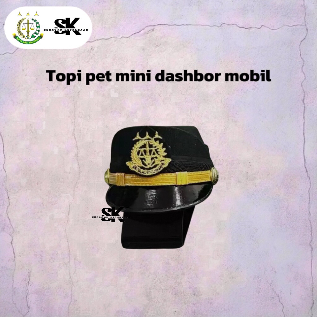 Miniatur topi pet kejaksaan untuk dashboard mobil