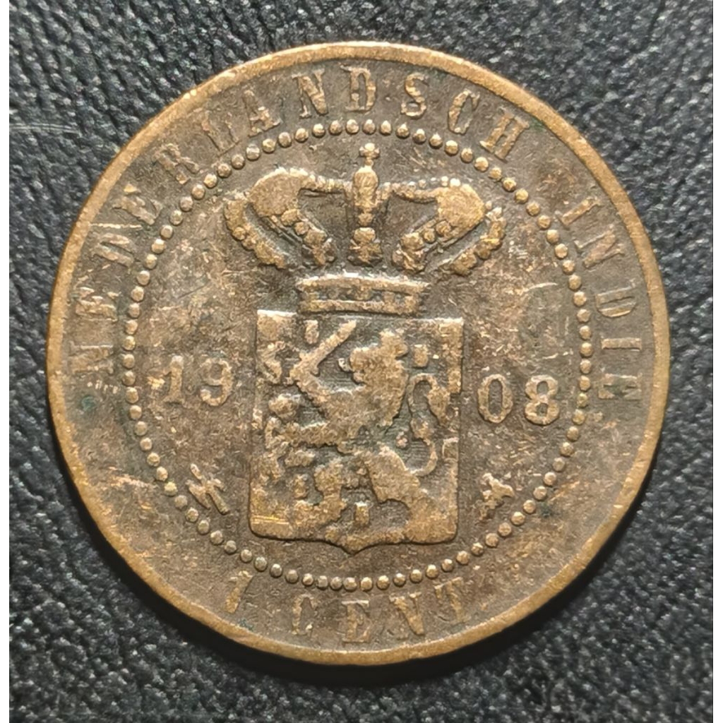 Koin Kuno Nederland indie 1 cent buntu tahun 1908