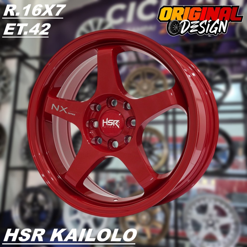 Velg Racing Ring 16 Warna Merah HSR KAILOLO R16 Lubang 4 Palang 5