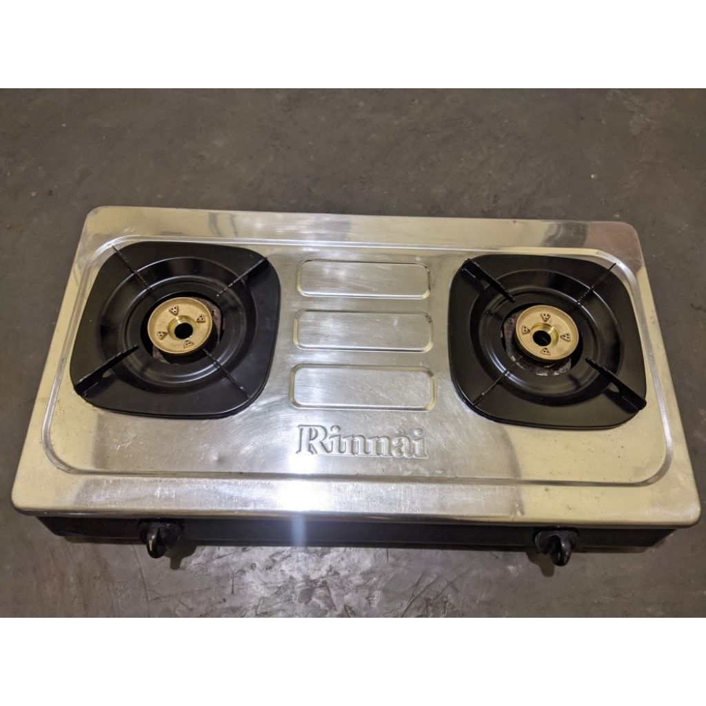 KOMPOR RINNAI 2 TUNGKU SEKEN SERI RI-602E KOMPOR RINNAI BEKAS BERKUALITAS BURNER KUNINGAN