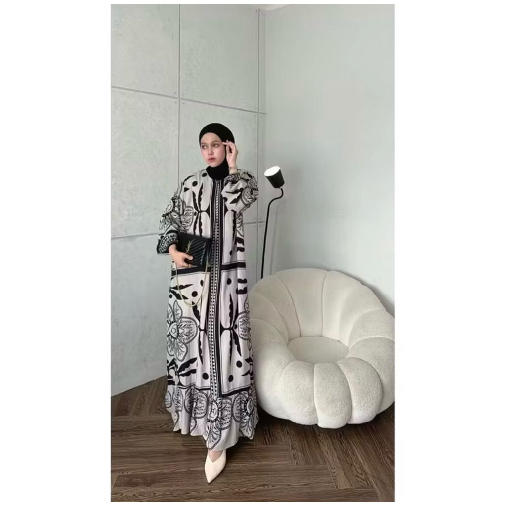 Dress Rayon Jumbo Motif Etnik Busui Viral