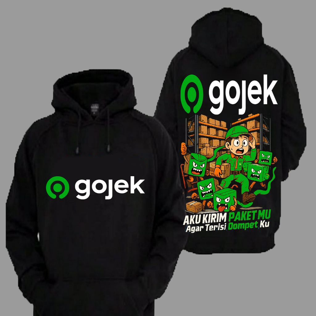 Sweater Hoodie Distro Gojek Go-Ride Go-Food Aku Kirim Paketmu Agar Terisi Dompetku Premium Terbaru