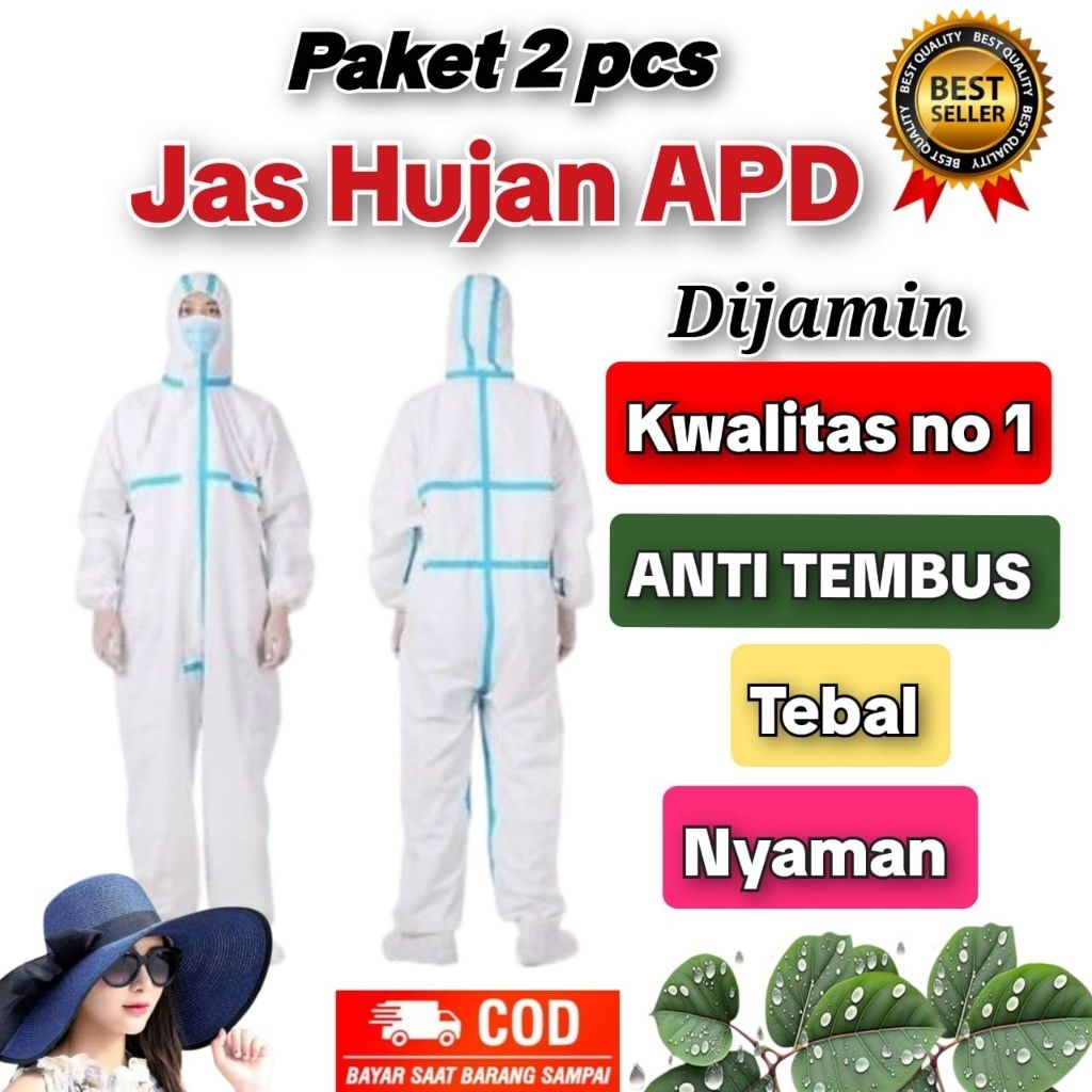Jas Hujan APD Hazmat Suit Multifungsi Pelindung Diri Medis Waterprof Kualitas Premium Ukuran Jumbo U