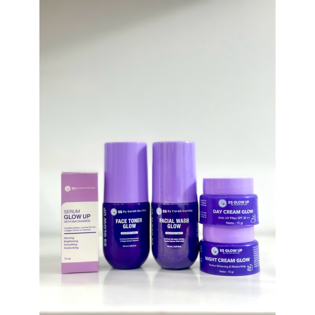 ( FREE Serum & Kapas COD ) Paket Bundling 5in1 GlowUp BPOM + Serum GlowUp by SS Glow Up Sarah Sartik