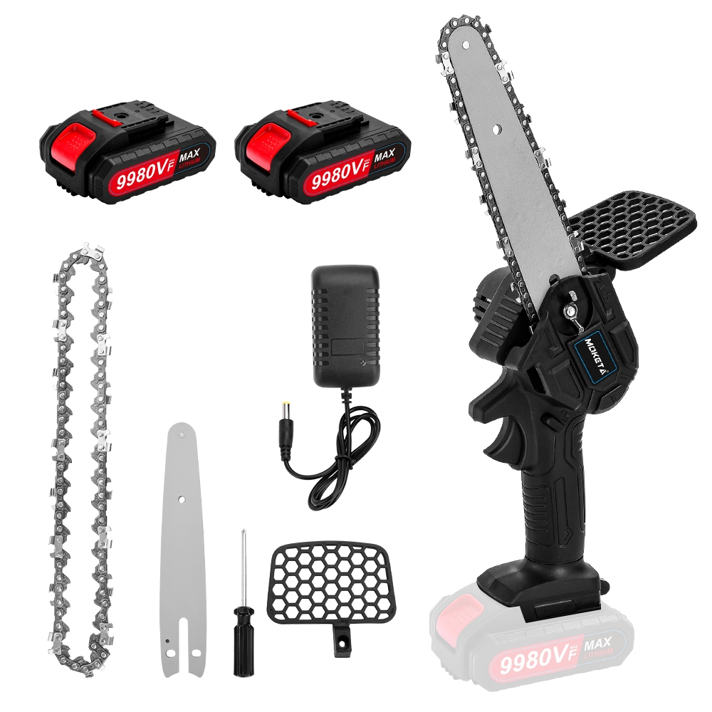 Moketa Chainsaw mini 6 Inch Chainsaw Chain Saw Cordless 2 baterai 12 Inch Chainsaw Cordless Chainsaw