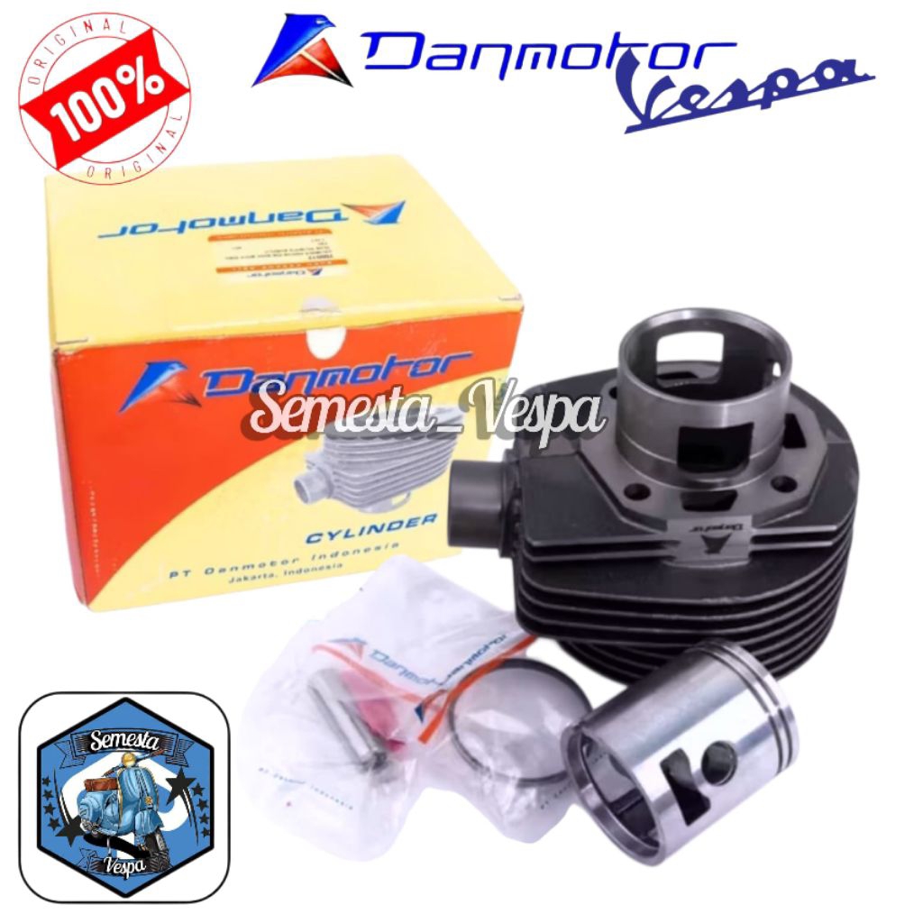 Blok silinder lubang 3 danmotor Blok seher vespa px excel pxe original danmotor komplit