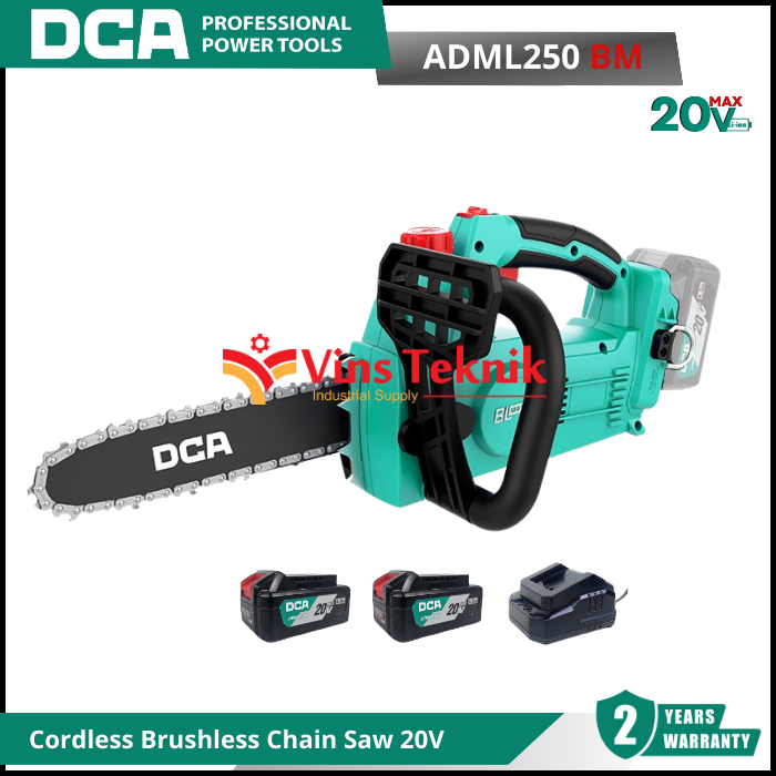 DCA ADML 250 Cordless Brushless Chain Saw Pemotong Pohon Baterai DCA
