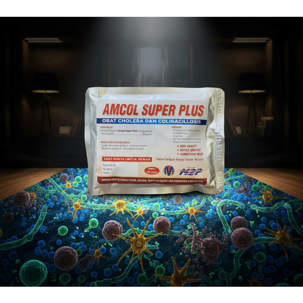 AMCOL SUPER PLUS 100 GRAM M2P - Mencegah Pilek Ngorok Snot Colibacillosis Unggas Pulorum Korisa