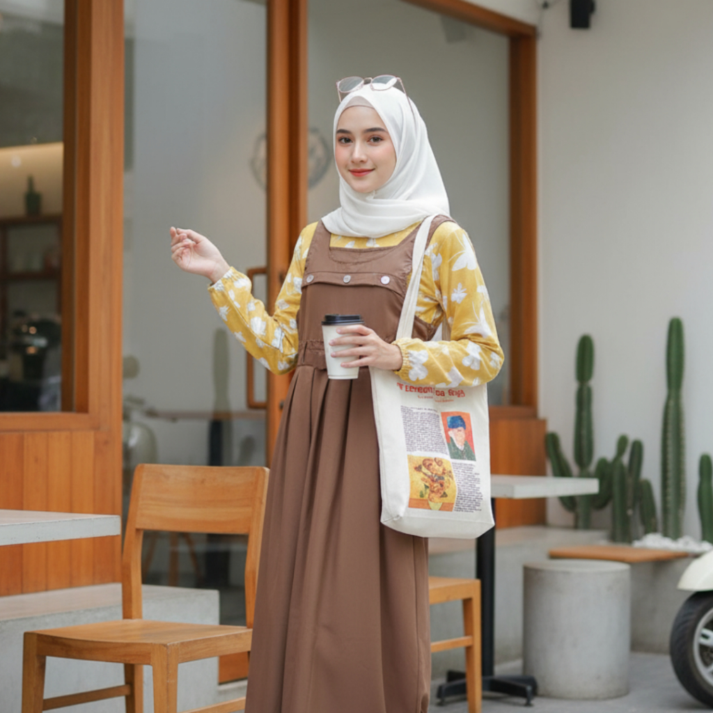 SHOFIYA OFFICIAL STORE KIKY / DELIA DRESS INNER DAN OVERALL TEEN ANAK PEREMPUAN MOTIF KUPU MIX POLOS