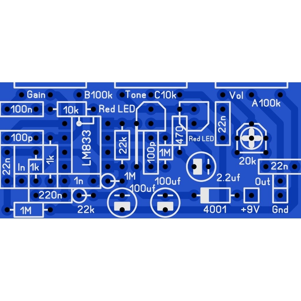 PCB EFEK GITAR DISTORSI CRUNCH BOX