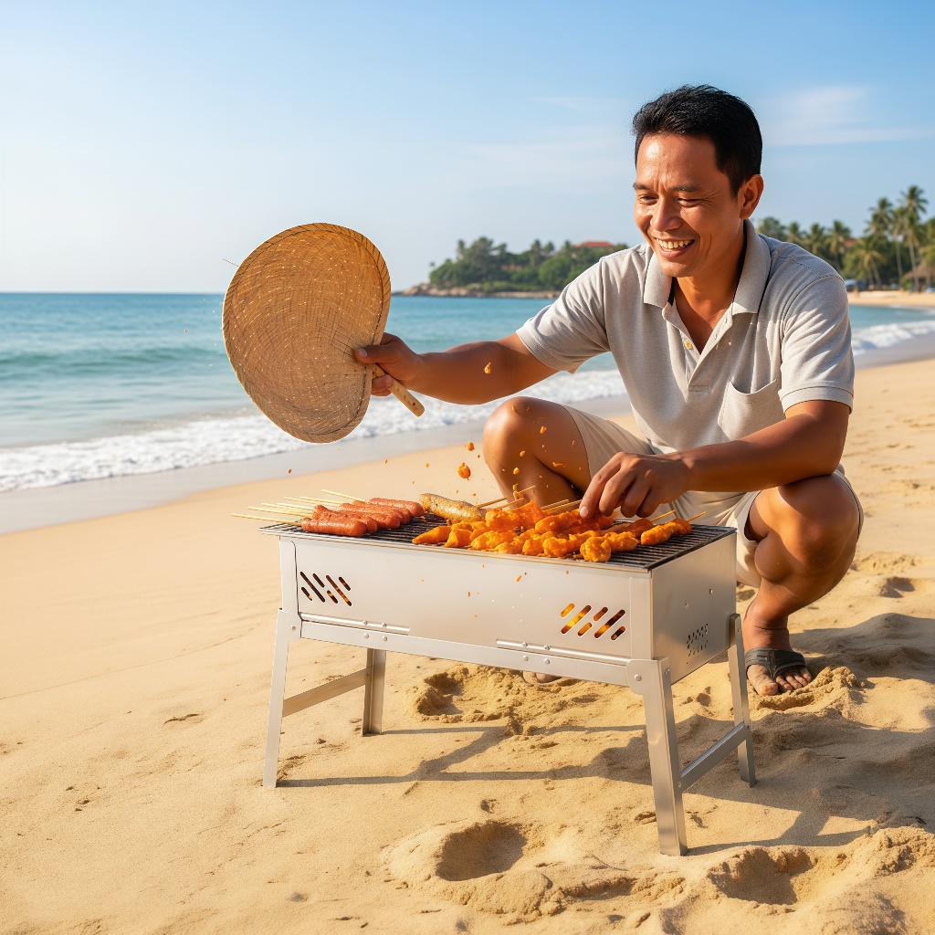 Panggangan Sate Kaki + Kipas / Bakaran Arang Serbaguna untuk Sate Ikan Ayam BBQ