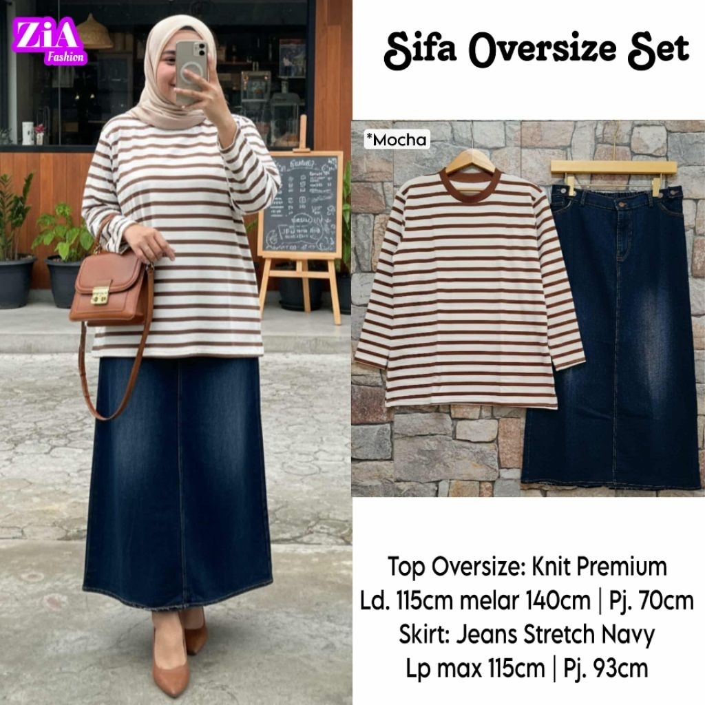 Zia Setelan Wanita (Atasan&Rok) Bahan Knit mix Jeans by ZIA