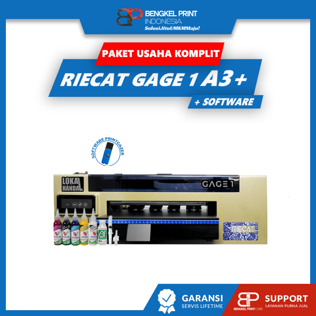 Paket Usaha Sablon DTF | Paket Mesin Riecat Gage 1 (+ Software)