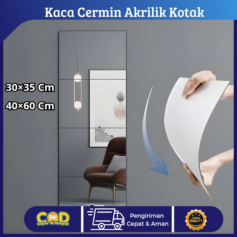 Cermin Stiker Tempel Dinding Acrylic Mirror Bathroom Stiker Kaca Cermin dinding Cermin dinding Aesth