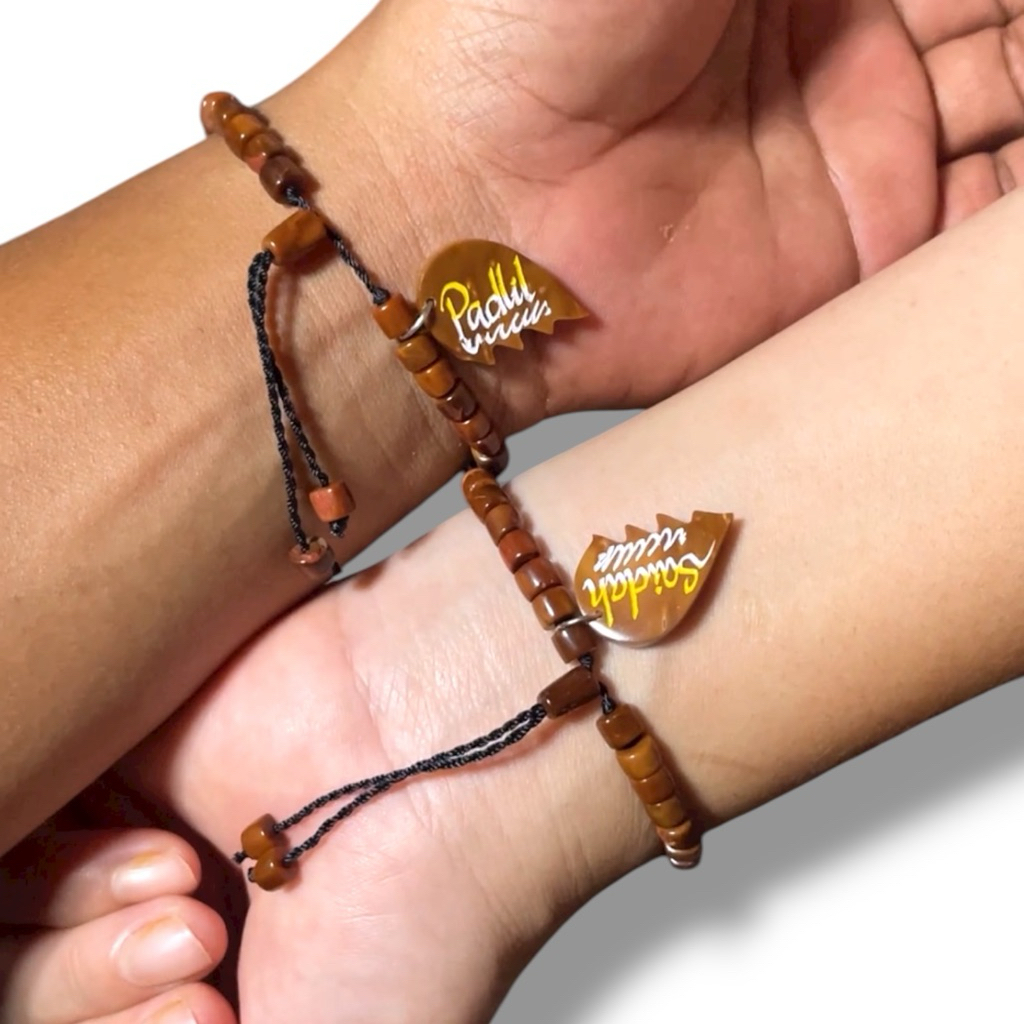 Gelang couple love belah isi 2pcs ukir nama motif marjan Kokka Asli