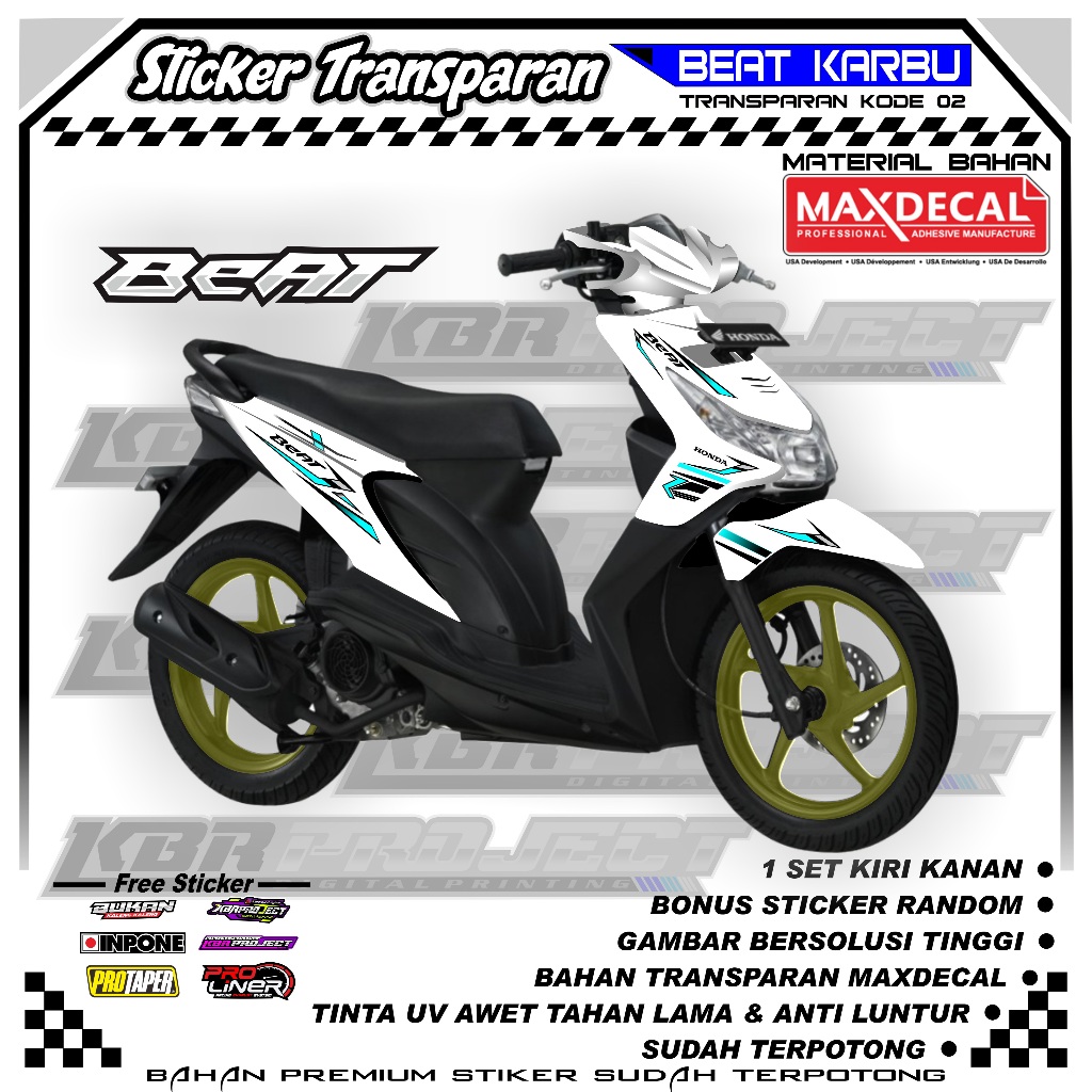 STRIPPING BEAT KARBU 2010 VARIASI STIKER BEAT KARBU 2010 UV TRANSPARAN KODE 02 BAHAN MAXDECAL