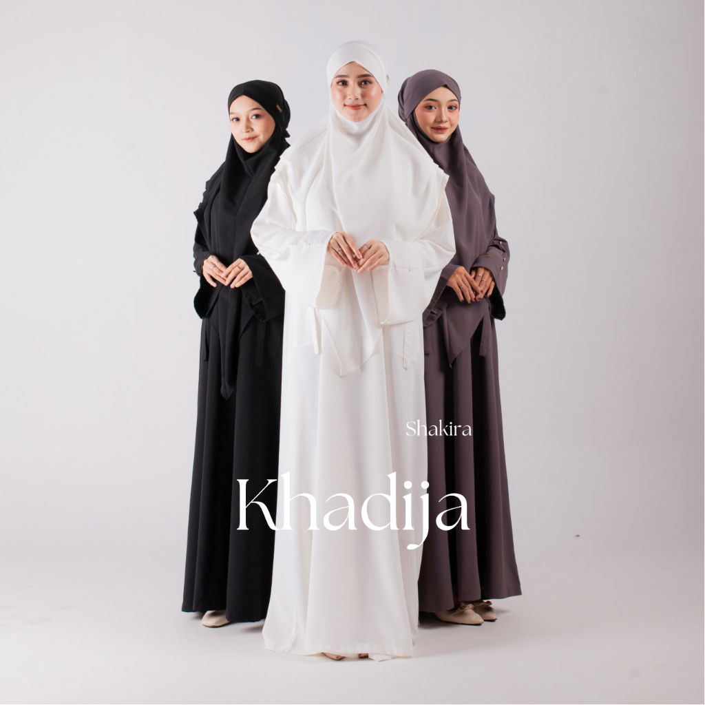 Abaya Khadija Series - Abaya Syari satu set French Khimar, Abaya Haji Umroh, Abaya Syari set Khimar,
