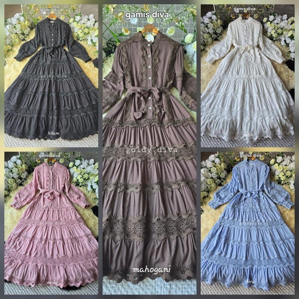 gamis diva, dress goldy, gamis goldi, dress premium, gamis mewah, dress Bangkok, gamis BKK, gamis Ch