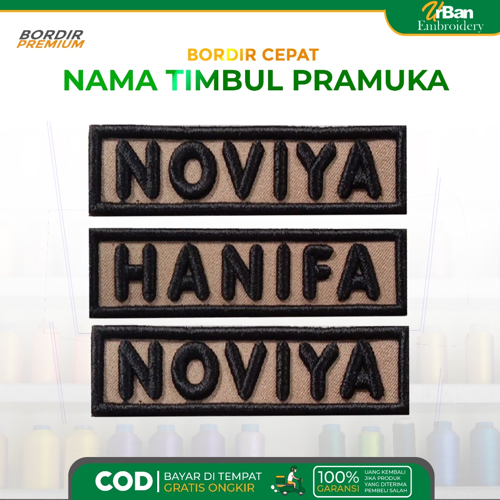 Bordir TIMBUL Nama PramukaTimbul Kuat Murah dan Berkualitas Bordir Komputer