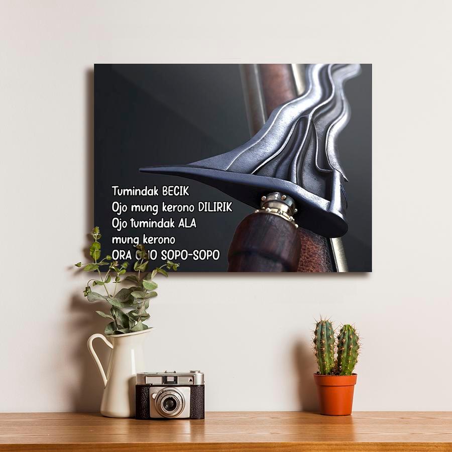 Poster Quote Jawa Keris Dekorasi Hiasan Dinding Dekorasi Bingkai Kayu Wall Decor Siap Pasang