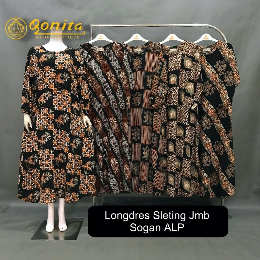 {LD 122 CM} Daster Qonita Batik Pekalongan ll Longdres Sleting Jumbo Sogan Busui Adem