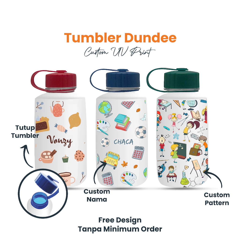 CUSTOM Tumbler Dundee Botol Minum 1 liter Custom Print Nama Botol Minum - Dundee Print UV - Tumbler 