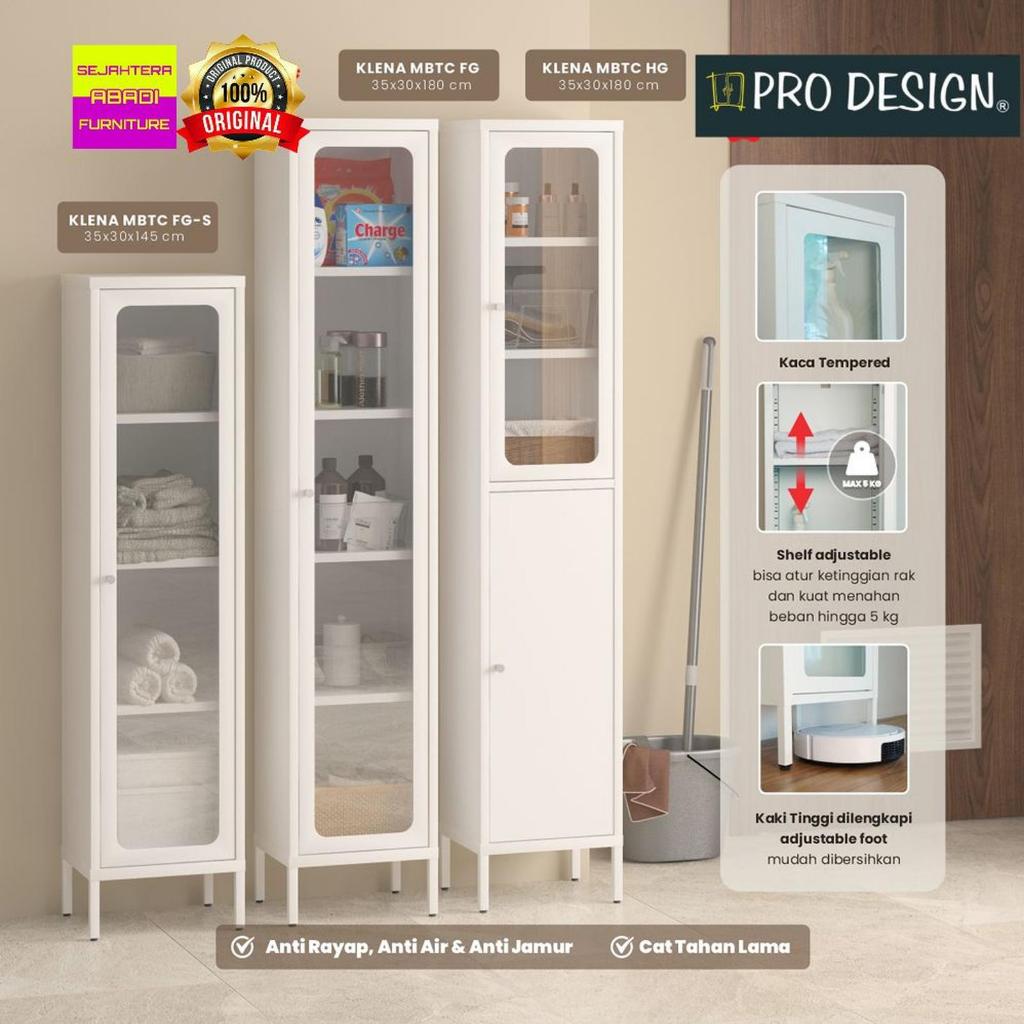 Prodesign lemari besi kaca KLENA white rak display lemar displayi rak buku showcase rak kamar mandi 