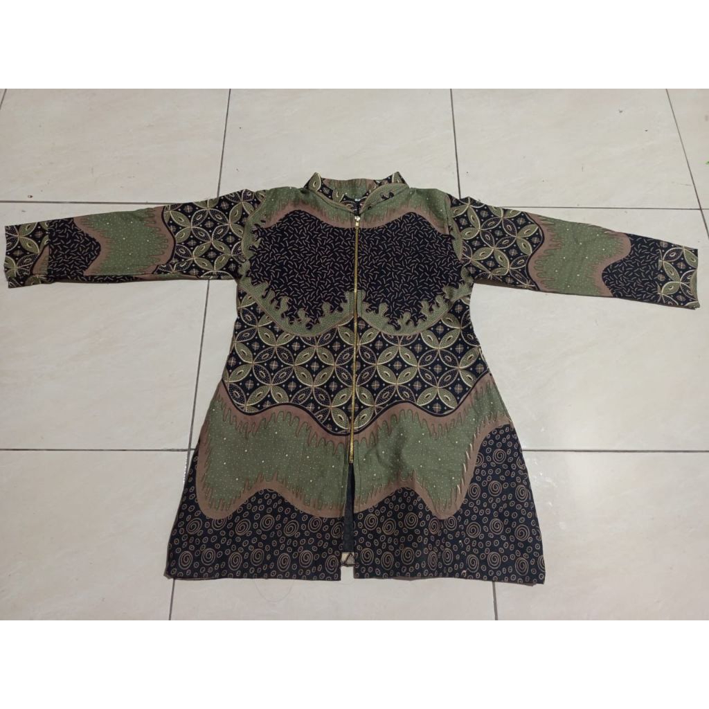 ATASAN BATIK TUNIK DEWASA PREMIUM MOTIF Sage kombinasi Hitam