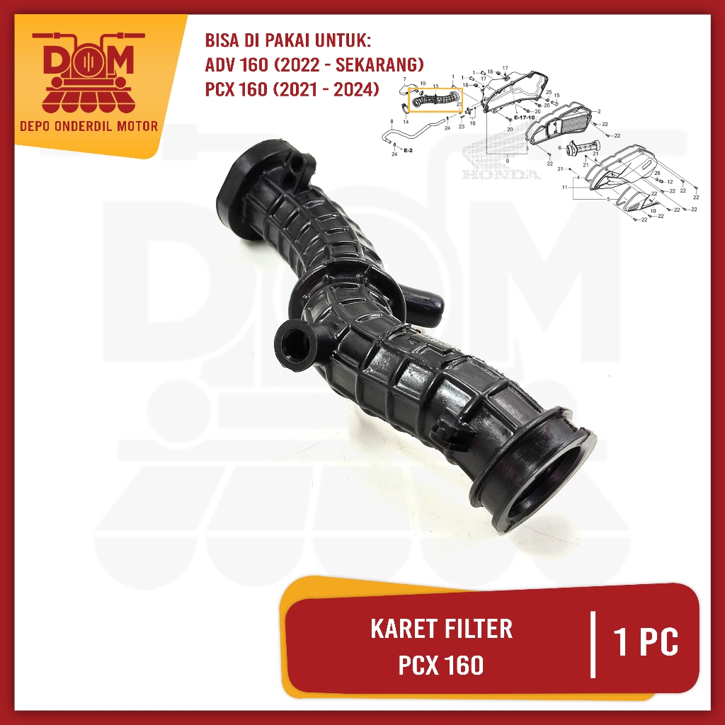 Karet Filter PCX 160 (PSP) Saringan Udara CVT Joint Selang Sambungan Filter Udara ADV 160 PCX 160