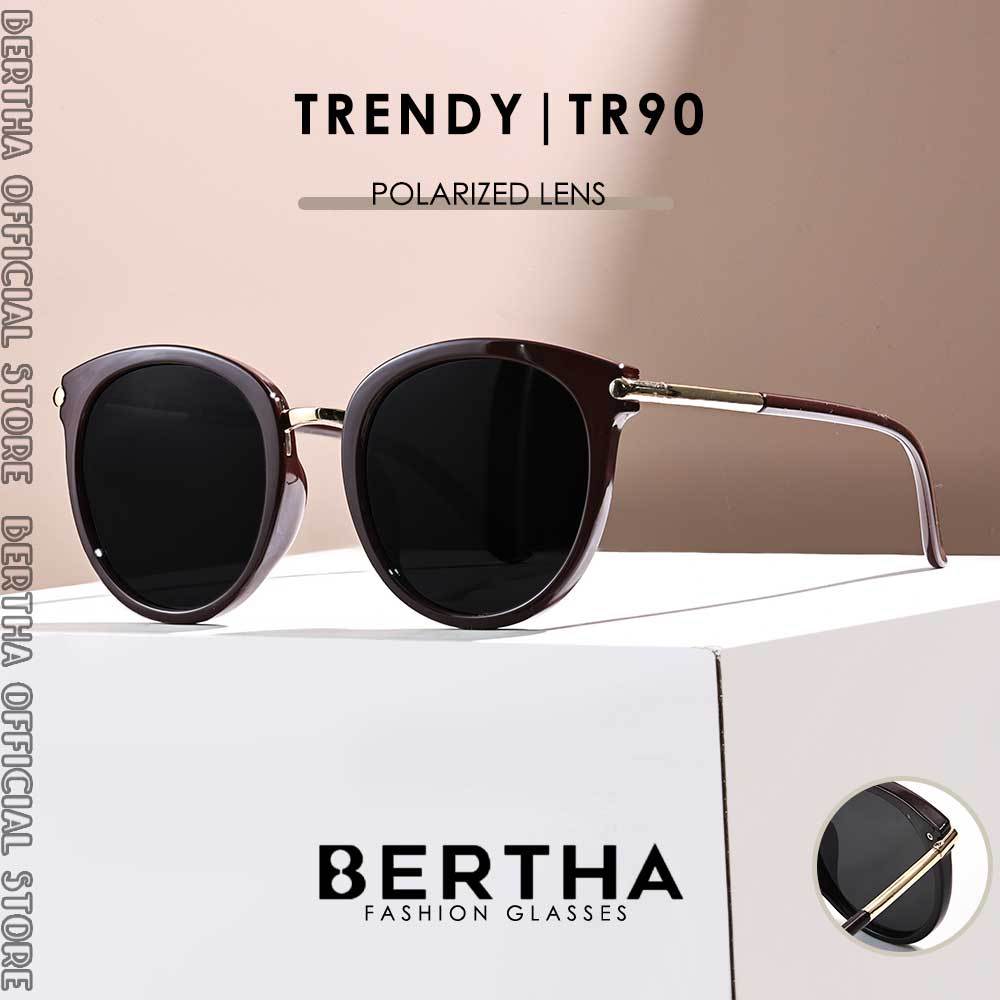 Bertha Kacamata Sunglasses Polarized  Bahan TR90 Yang Ringan Dan Kokoh Style Oval Trendy Pria Wanita