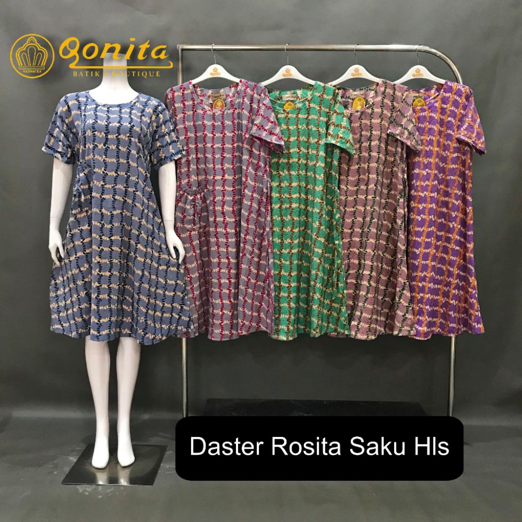 {LD 118 CM} Daster Qonita Batik Pekalongan Daster Lengan Pendek ll Daster Rosita Saku Hls