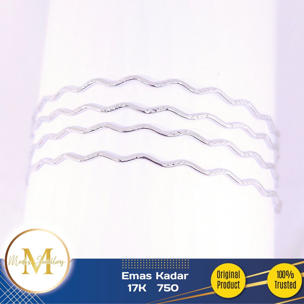 MODIS JEWELLERY - Gelang Keroncong Zig-Zag Putih - Emas 17k  750