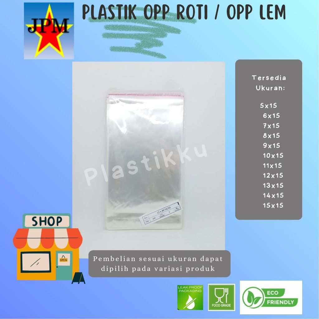 Plastik OPP Lem tebal 20 Panjang 15 / OPP Lem / Plastik OPP Souvenir /  Plastik OPP Bening / Plastik