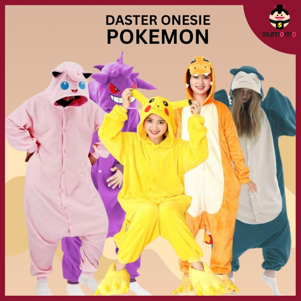 Onesie Pokemon Dewasa Kostum Piyama Flannel Karakter Pikachu Snorlax