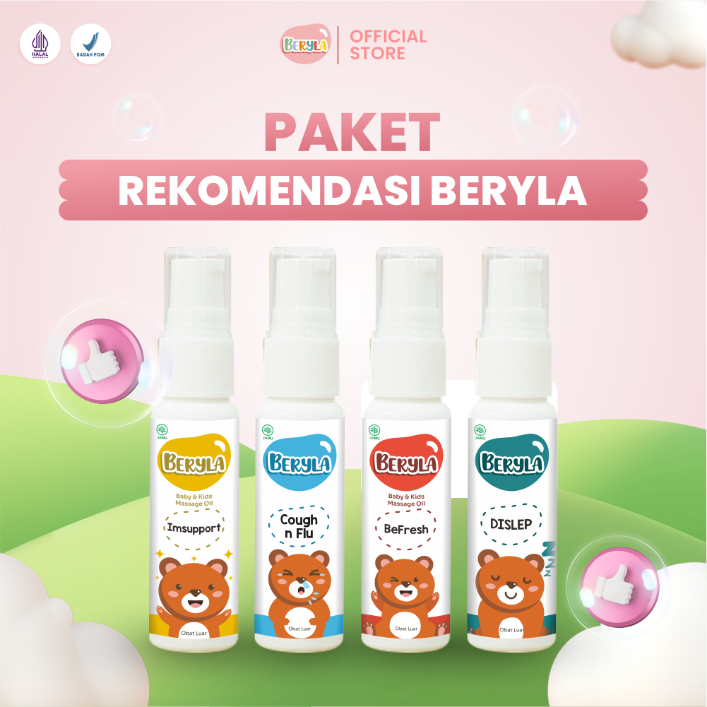 BERYLA Paket 4 Baby Oil Minyak Pijat Essential Oil Bayi 22ml