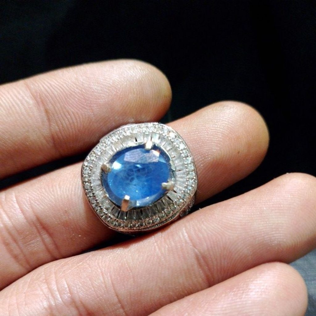 cincin permata natural blue safire