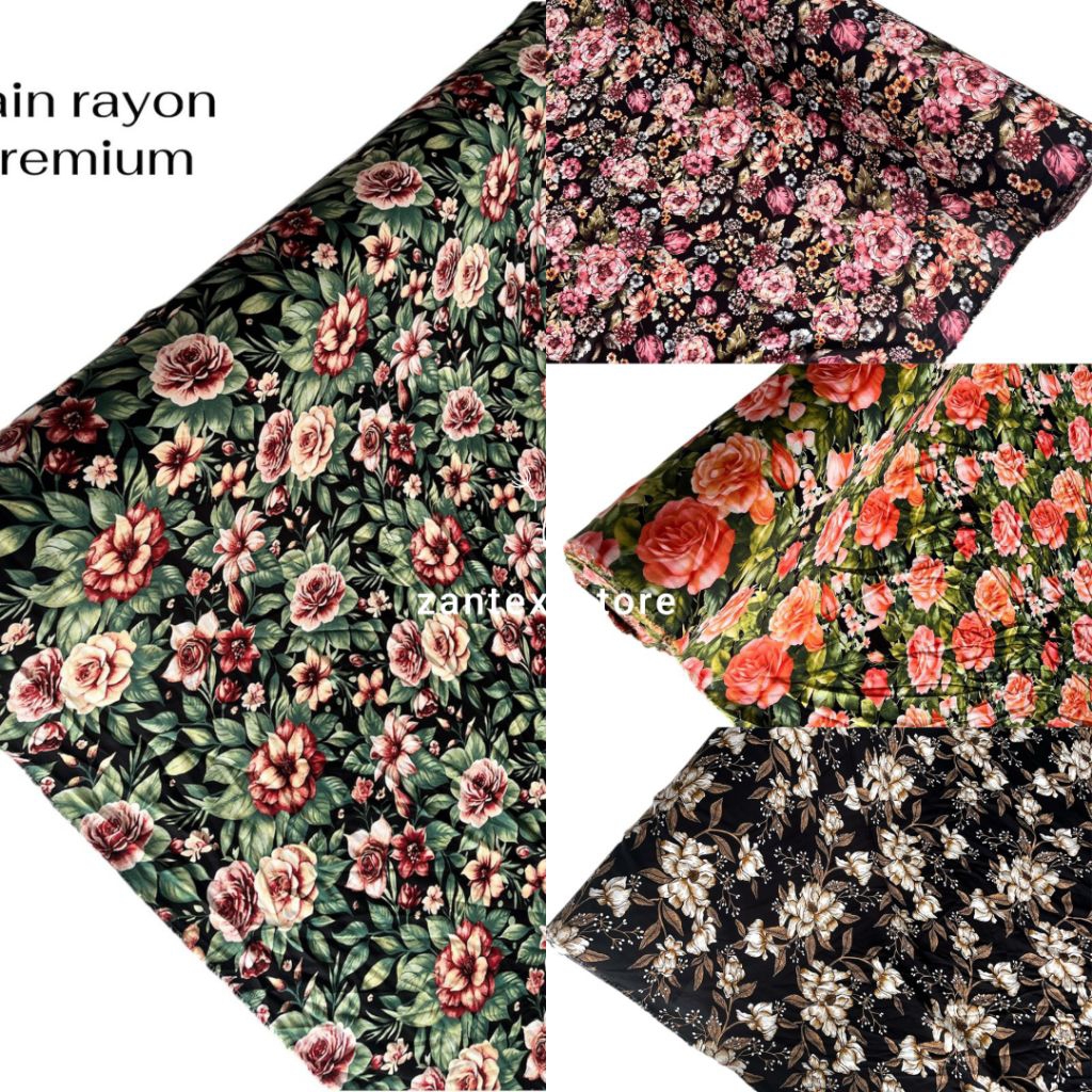 kain katun rayon motif bunga/kain rayon viscose premium